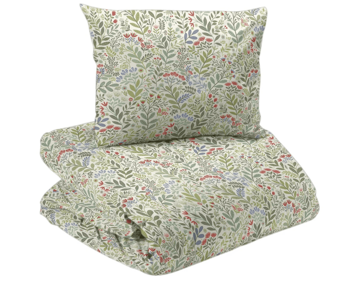Hage 2-d bädd vit/multi. 150x210cm 50x60cm - Nordiska Hemtextil