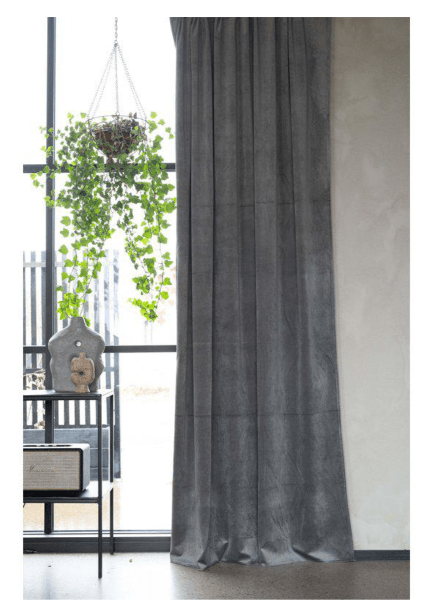 Sammet ESTHER GRÅ/85 Multibandslängder 2X135X250 CM - Nordiska Hemtextil