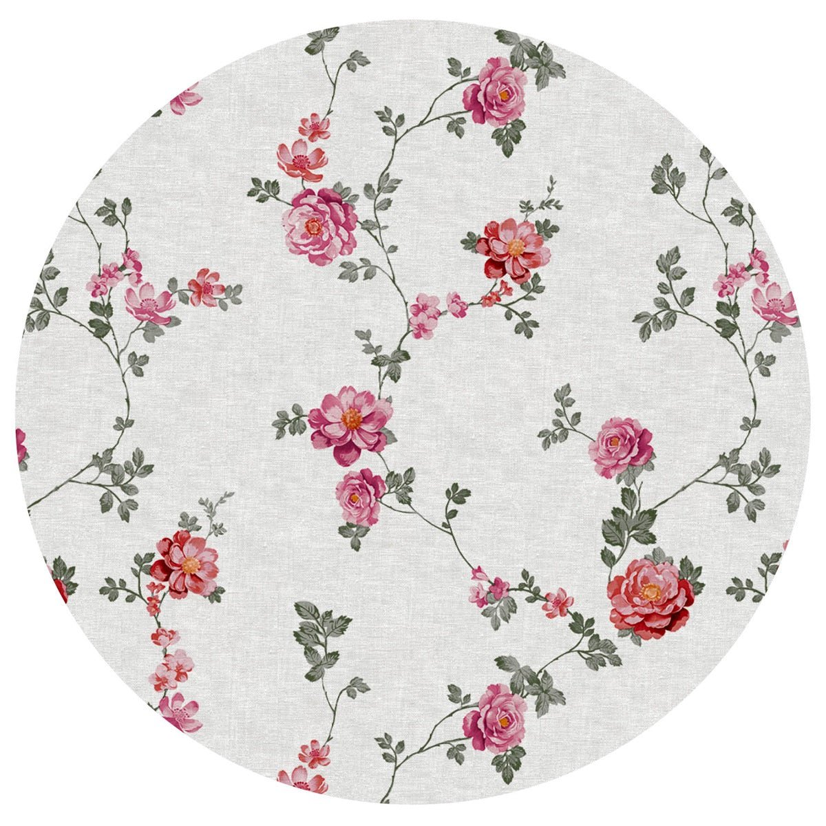 Vaxduk rund E48-11 blomranka rosa - Nordiska Hemtextil