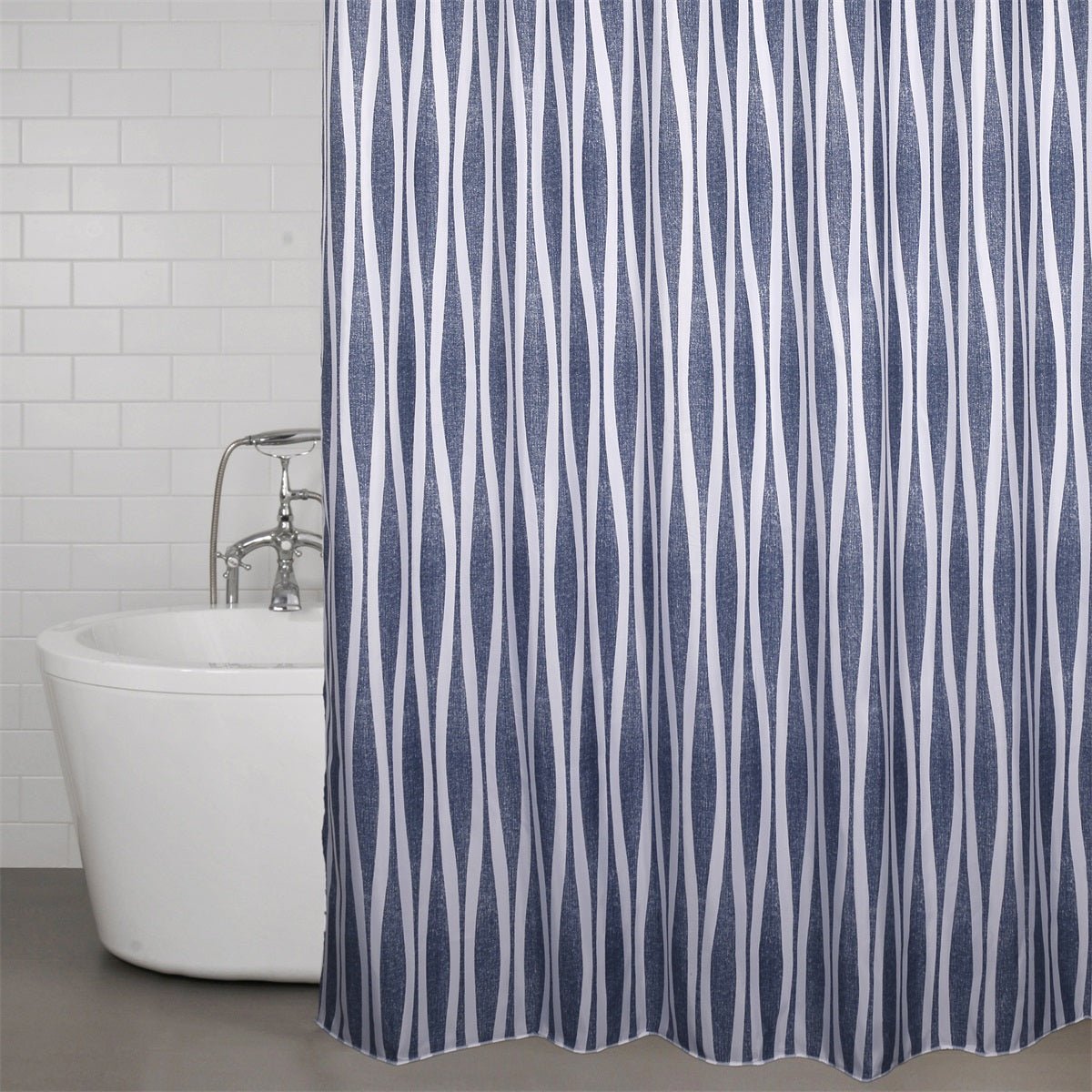 Wave duschdraperi marin 180x200cm - Nordiska Hemtextil