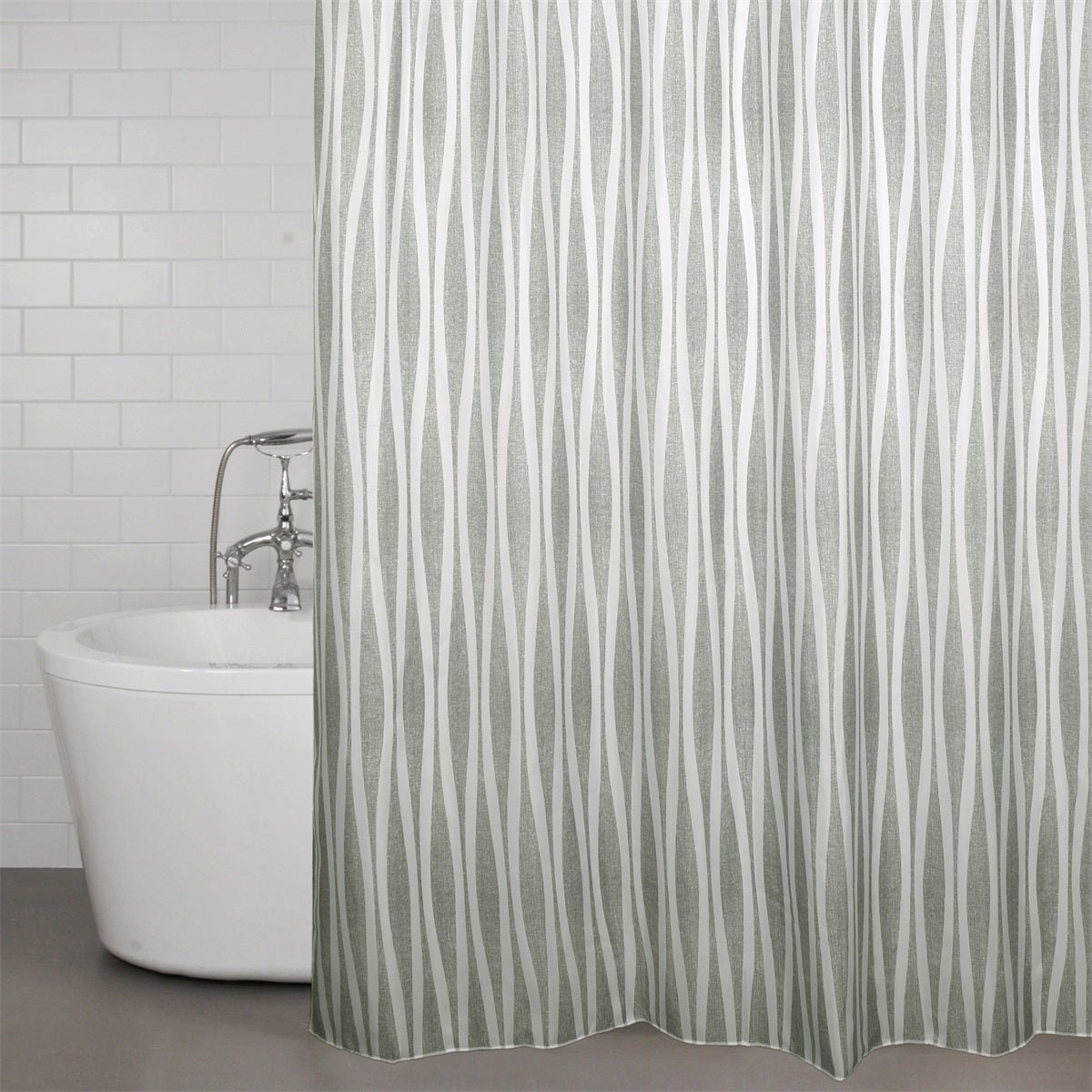 Wave duschdraperi grön 180x200cm - Nordiska Hemtextil