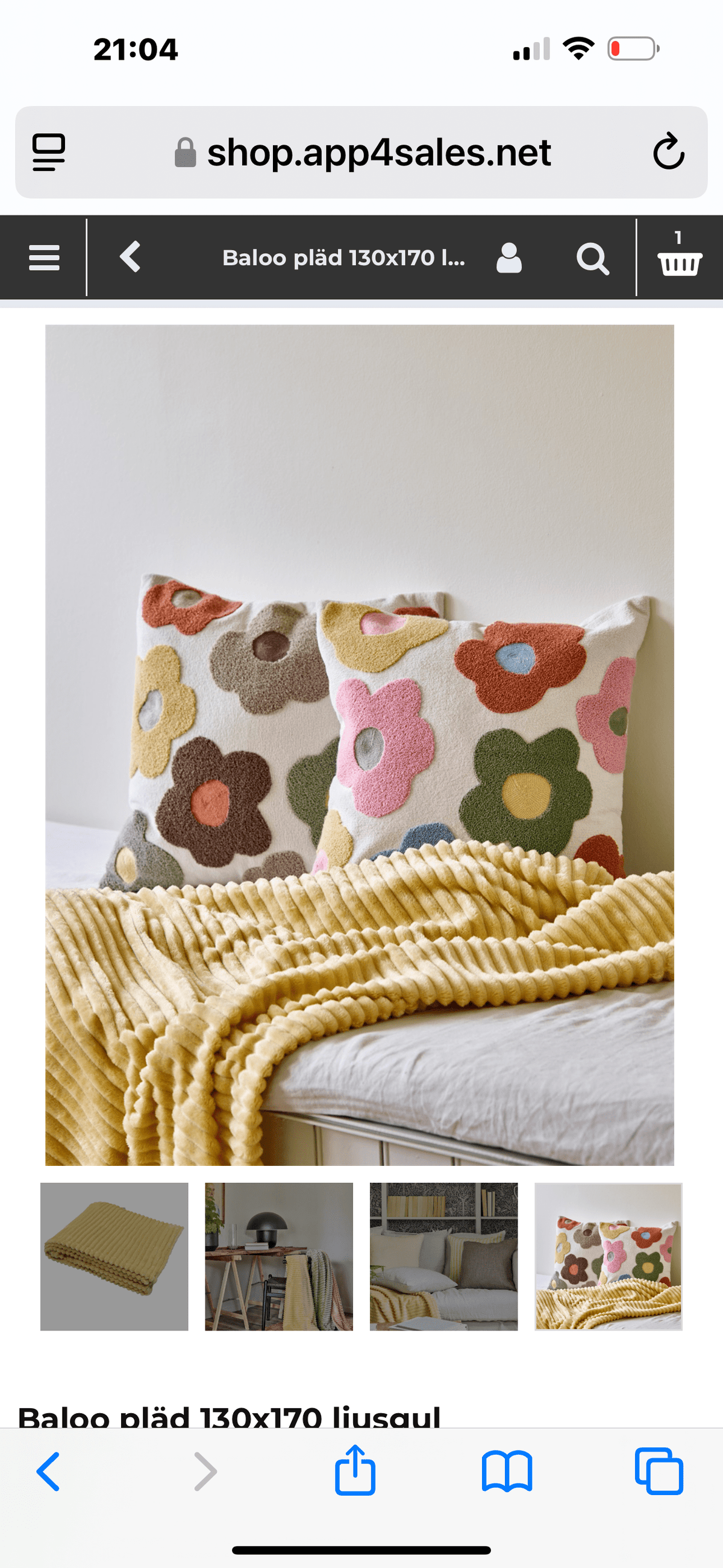 Baloo pläd 130x170 ljusgul - Nordiska Hemtextil