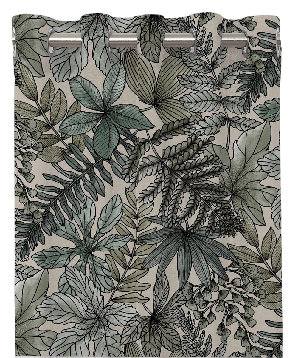 Isolde öljettlängder linne/grön. 2x140x240cm