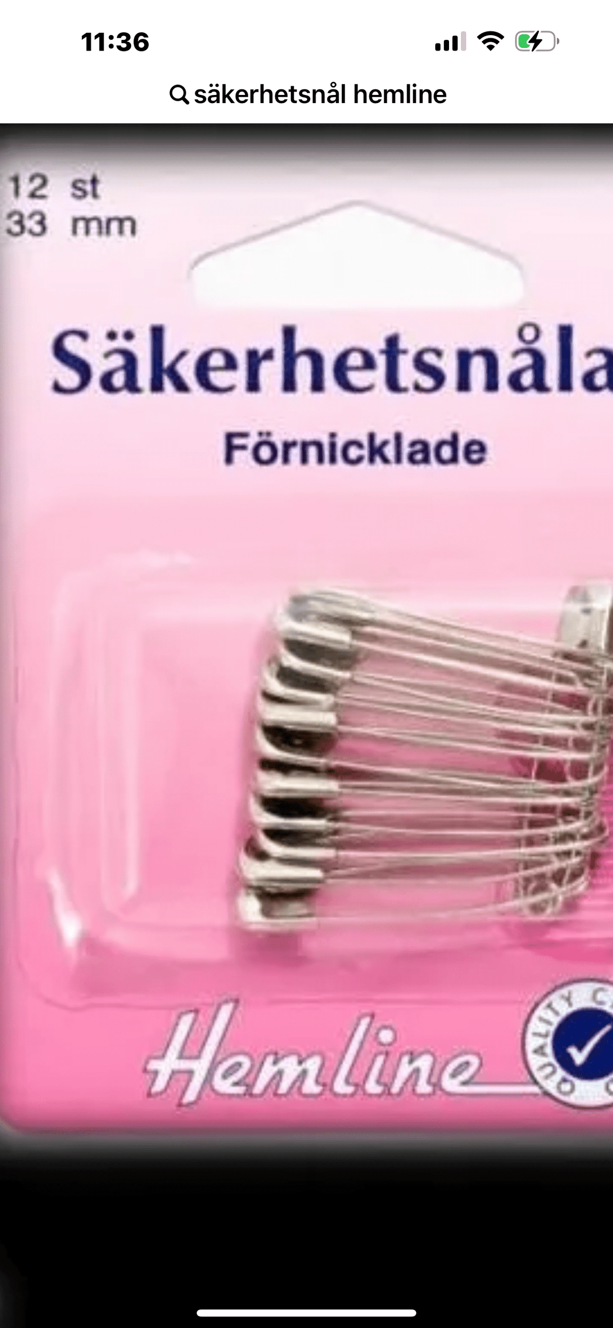 SÄKERHETSNÅLAR 33 MM 12st - Nordiska Hemtextil