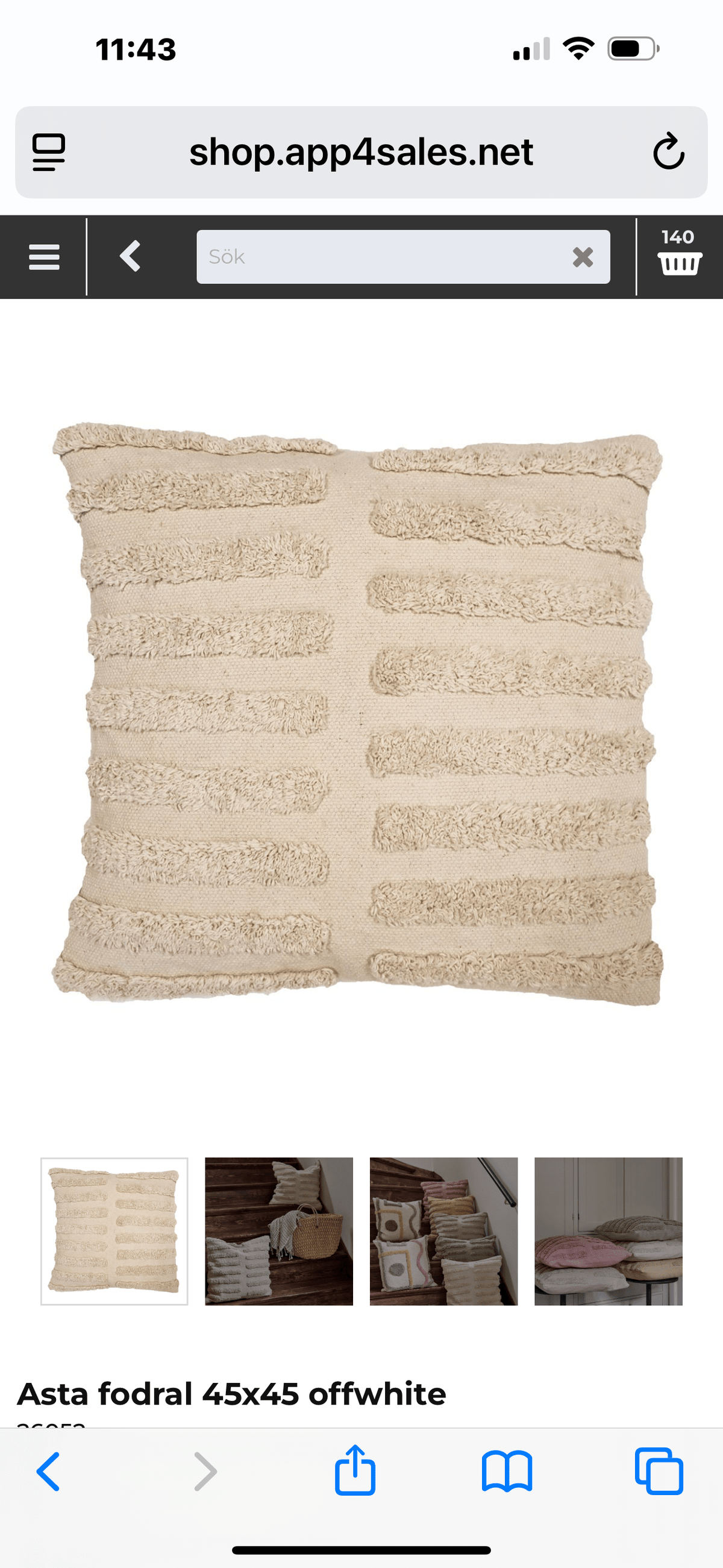 Asta fodral 45x45 offwhite - Nordiska Hemtextil