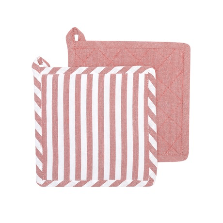 ÅTERVUNNEN GRYTLAPP 2-PACK MELKER, ROSA/VIT - Nordiska Hemtextil