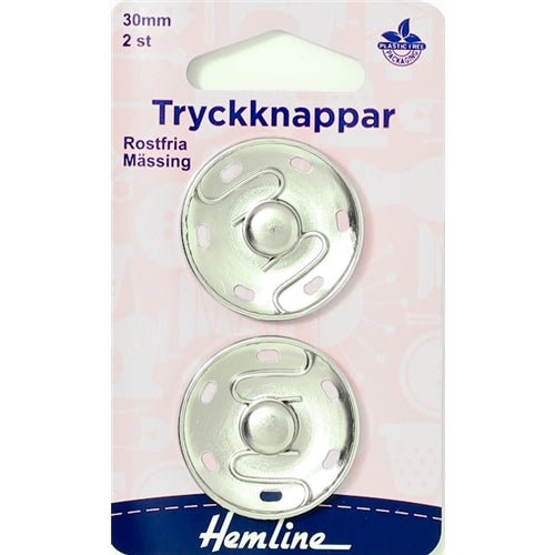 Tryckknappar 30 mm silver 2 st - Nordiska Hemtextil