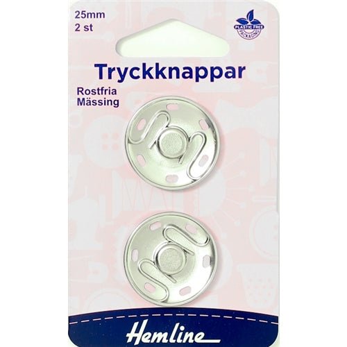Tryckknappar 25 mm silver 2 st - Nordiska Hemtextil