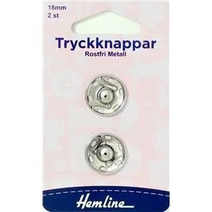 Tryckknappar 18 mm silver 2 st - Nordiska Hemtextil