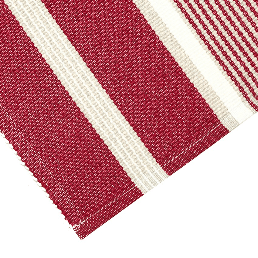 ÅTERVUNNEN LÖPARE GRETA, MÖRKRÖD/LINNE 33x240c - Nordiska Hemtextil