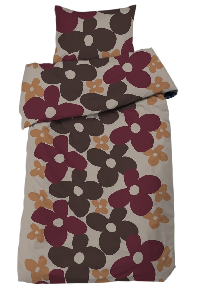 Happy 2-d bädd brun/vinröd - Nordiska Hemtextil