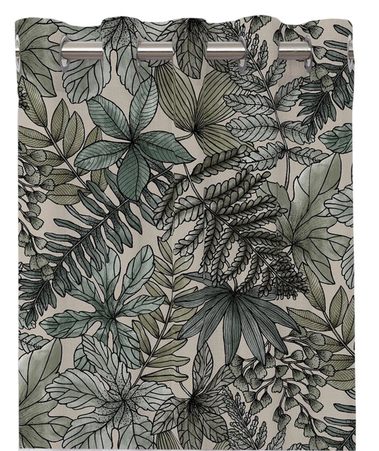 Isolde öljettlängder linne/grön.  2x140x240cm