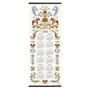 Tygkalender dalahästar        30x90cm. 2026 År